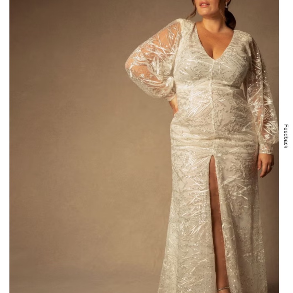 NWT Bridal by ELOQUII Mesh Applique Gown, Off White, 18